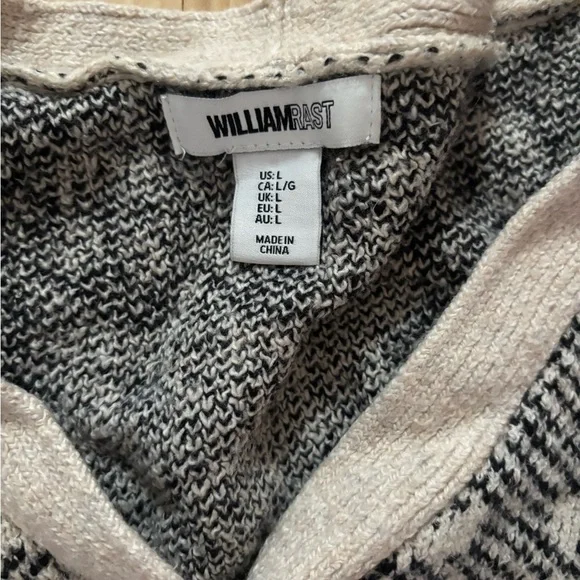 NWOT William Rast Cream and grey plaid cropped cardigan sweater, size large - Picture 3 of 4